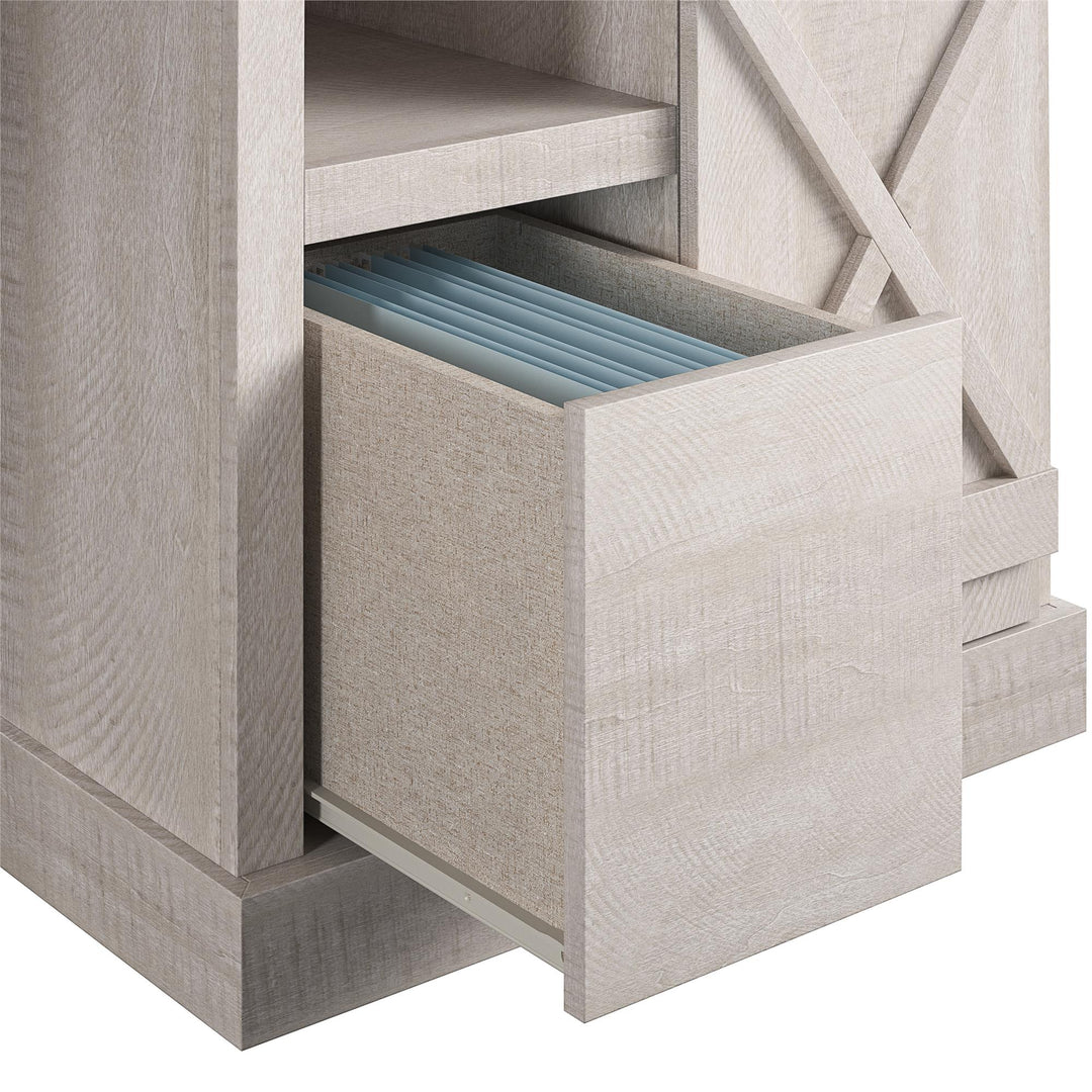 Wireless Single Pedestal Computer Desk Harden Rustic -  Rustic White