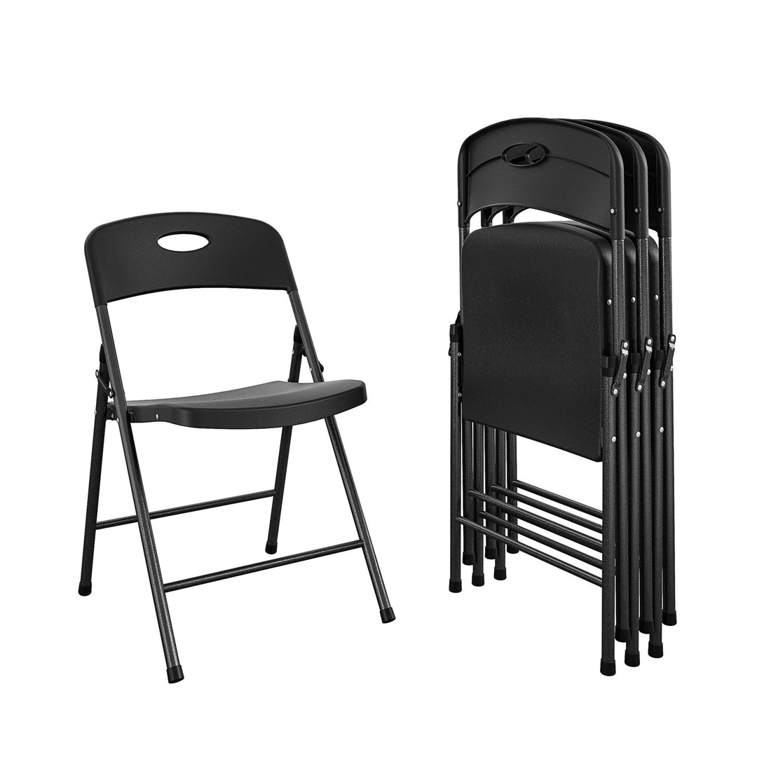 outdoor plastic folding chairs - Black - 4-Pack