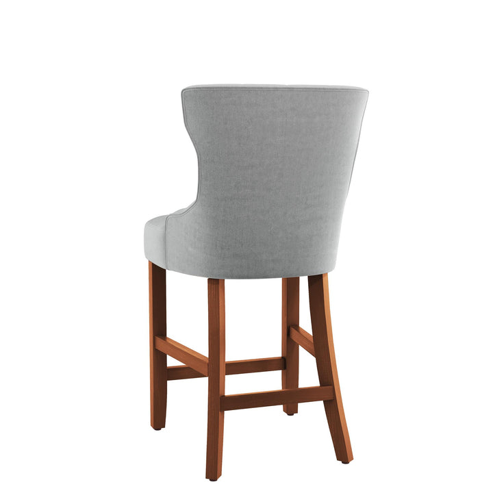 Tufted bar stool with backrest -  Gray 