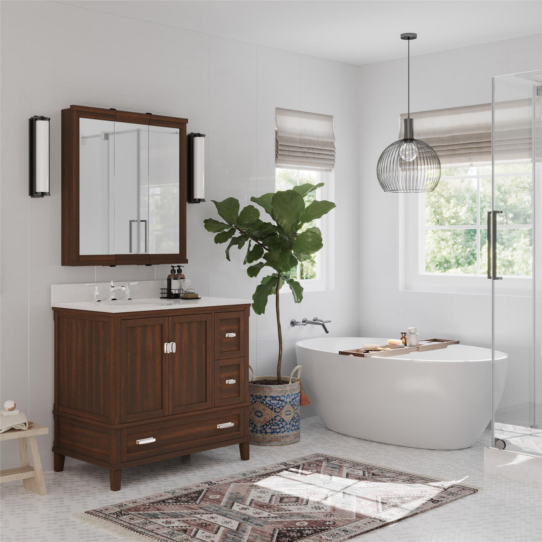Cabinet with integrated mirrors -  Walnut