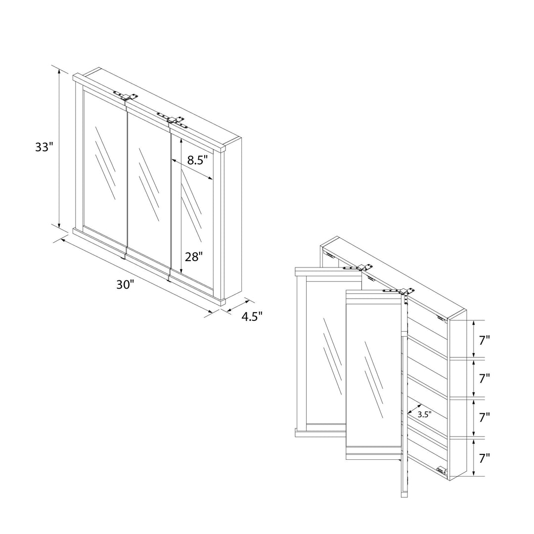 Bathroom essentials with mirrors -  Walnut