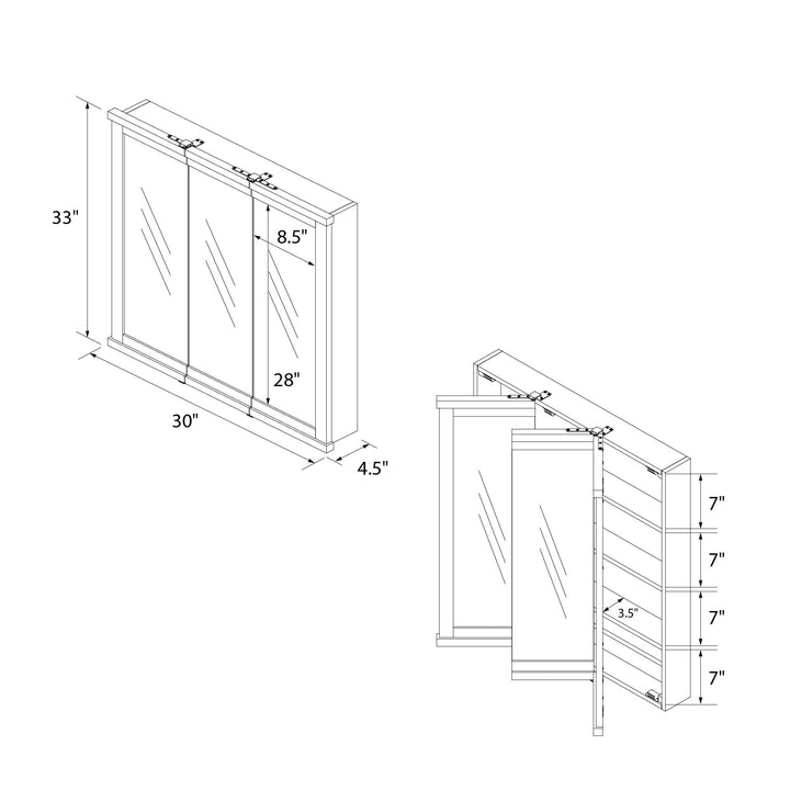 Bathroom essentials with mirrors -  Walnut