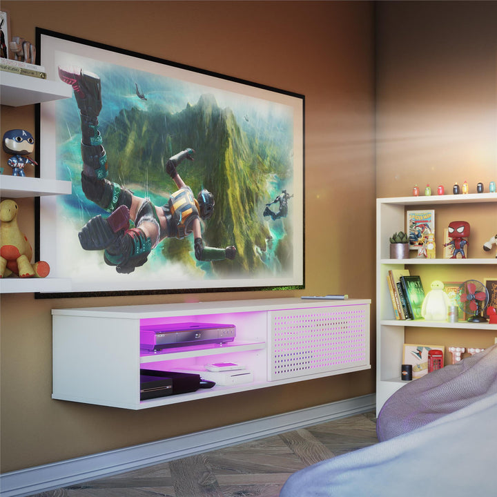 Glitch Floating TV Stand for TVs up to 60 Inches - White