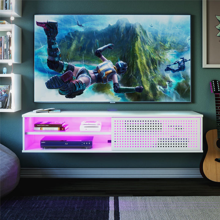 Glitch Floating TV Stand for TVs up to 60 Inches - White