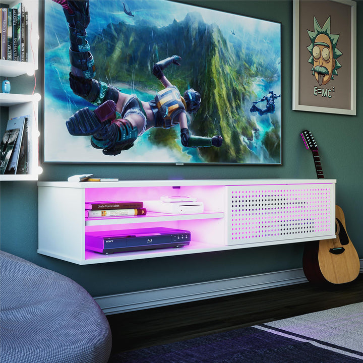 Glitch Floating TV Stand for TVs up to 60 Inches - White