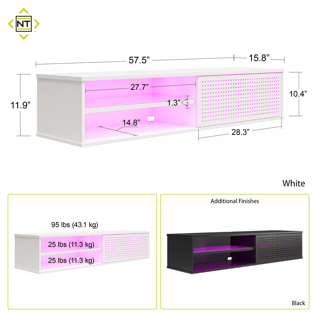 Glitch Floating TV Stand for TVs up to 60 Inches - White
