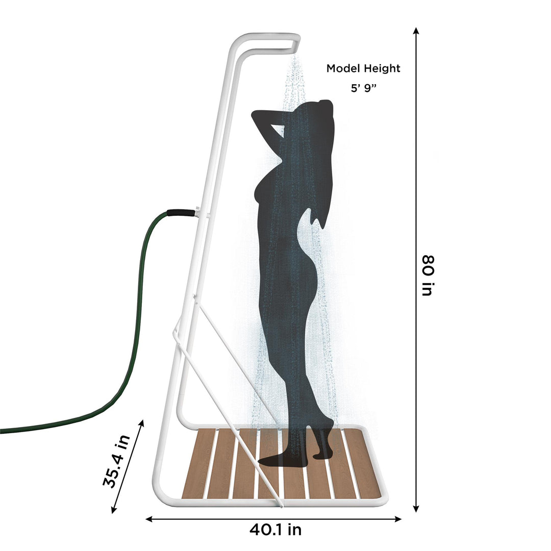 XL base waterfall outdoor shower -  White 