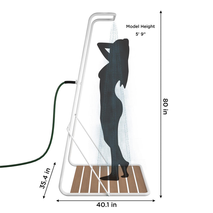 XL base waterfall outdoor shower -  White 