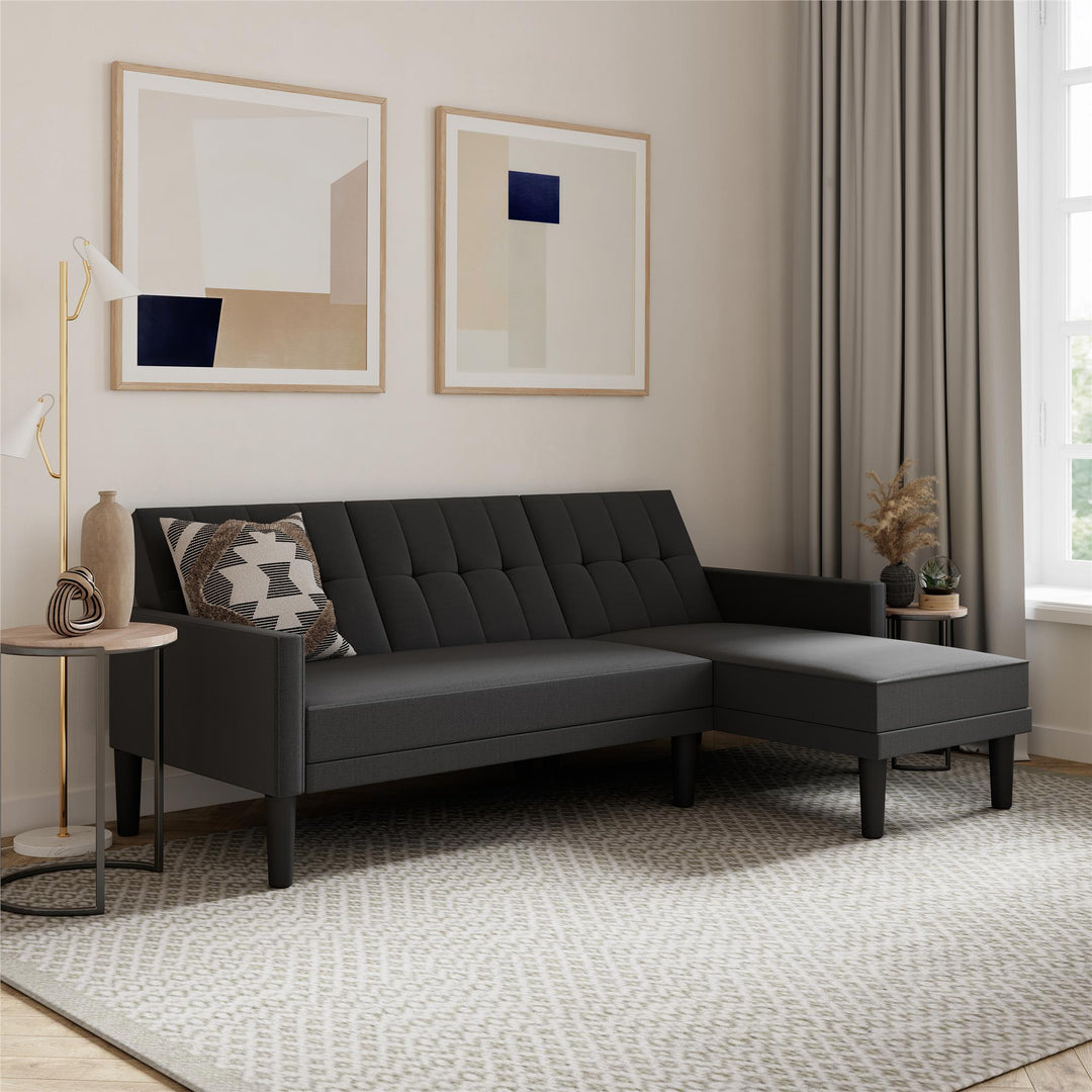 Reversible Sectional Sofa Futon -  Dark Gray