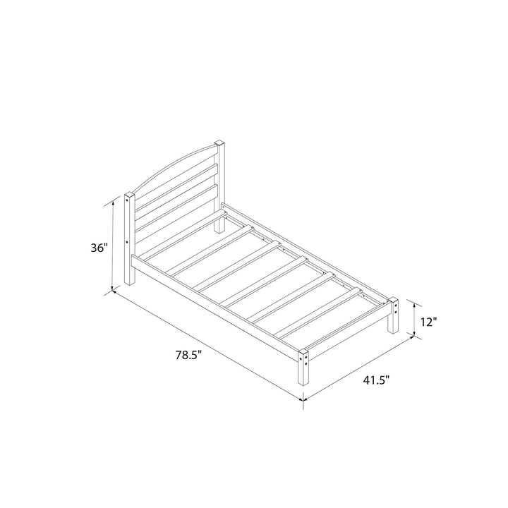 wood bed frame with slats for twin - White