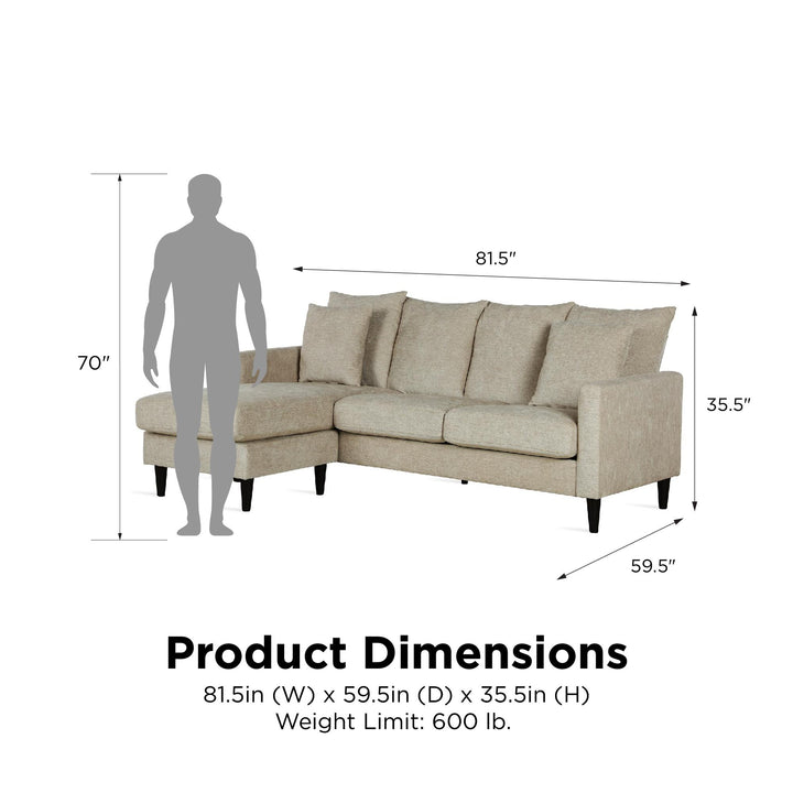 Sectional Sofa with Pillows by Forbin -  Beige