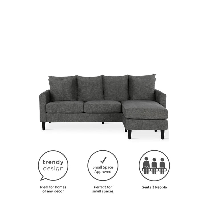 Comfortable Reversible Sectional Couch -  Gray