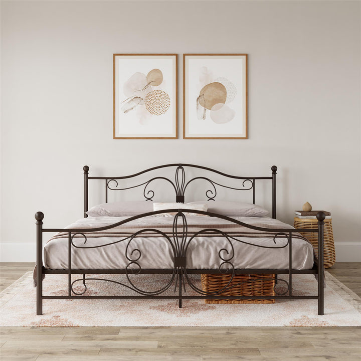 Stylish Victorian Metal Bed -  Bronze  -  King