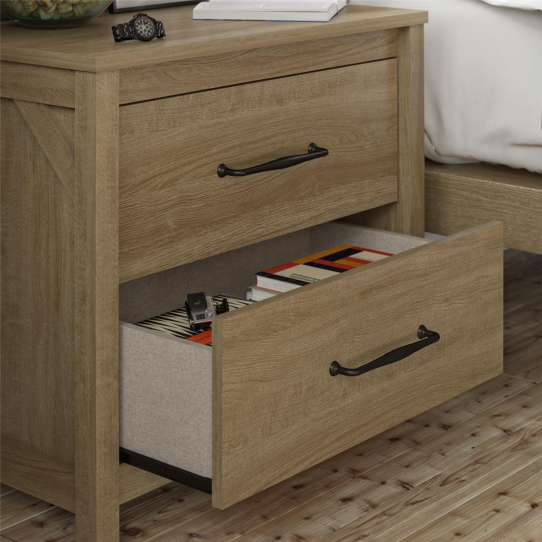 Easy Assembly 2 Drawer Nightstand -  Natural