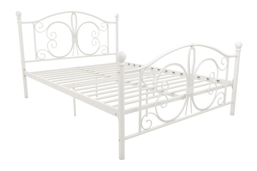 Bombay Victorian Style Metal Bed -  White  -  Full