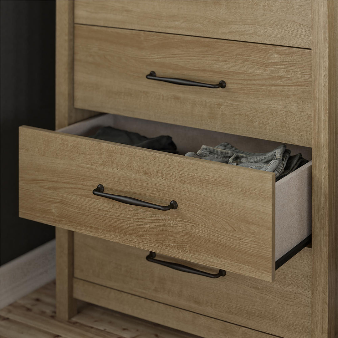 Augusta 5 Drawer Dresser with Easy Assembly -  Natural