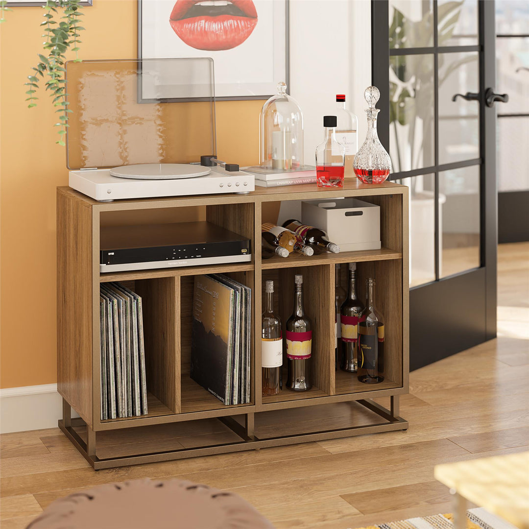 Regal Record Station with Open Cubbies -  Walnut