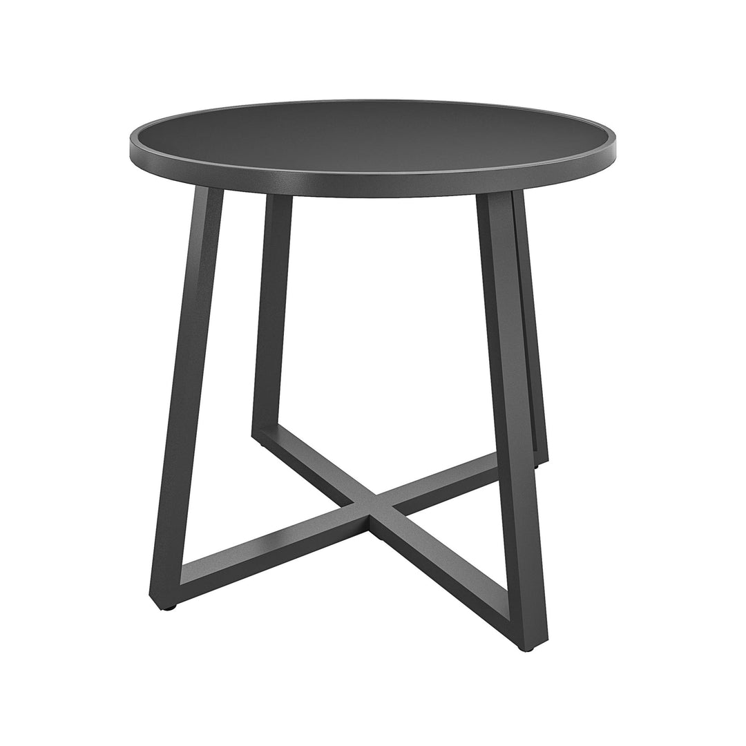 35" Round Indoor or Outdoor Dining Table with Glass Top - Dark Gray - 1-Pack