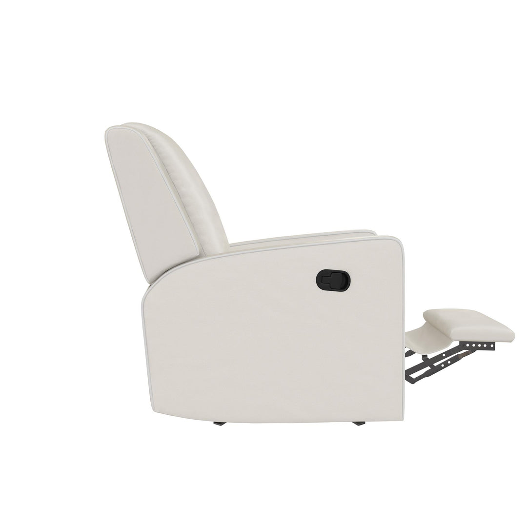 Upholstered Rocker Recliner Chair with Detail White Trim Robyn -  White
