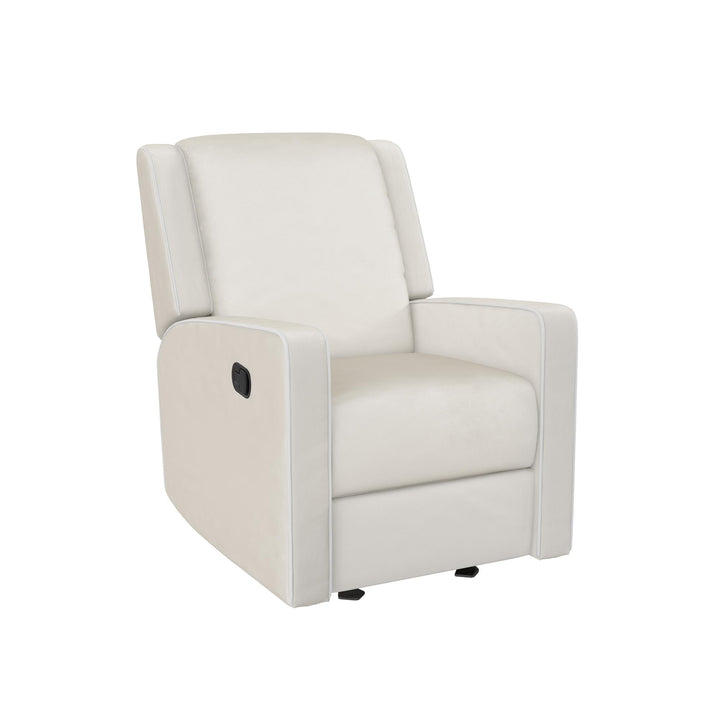 Robyn Upholstered Rocker Recliner Chair with Detail White Trim -  White