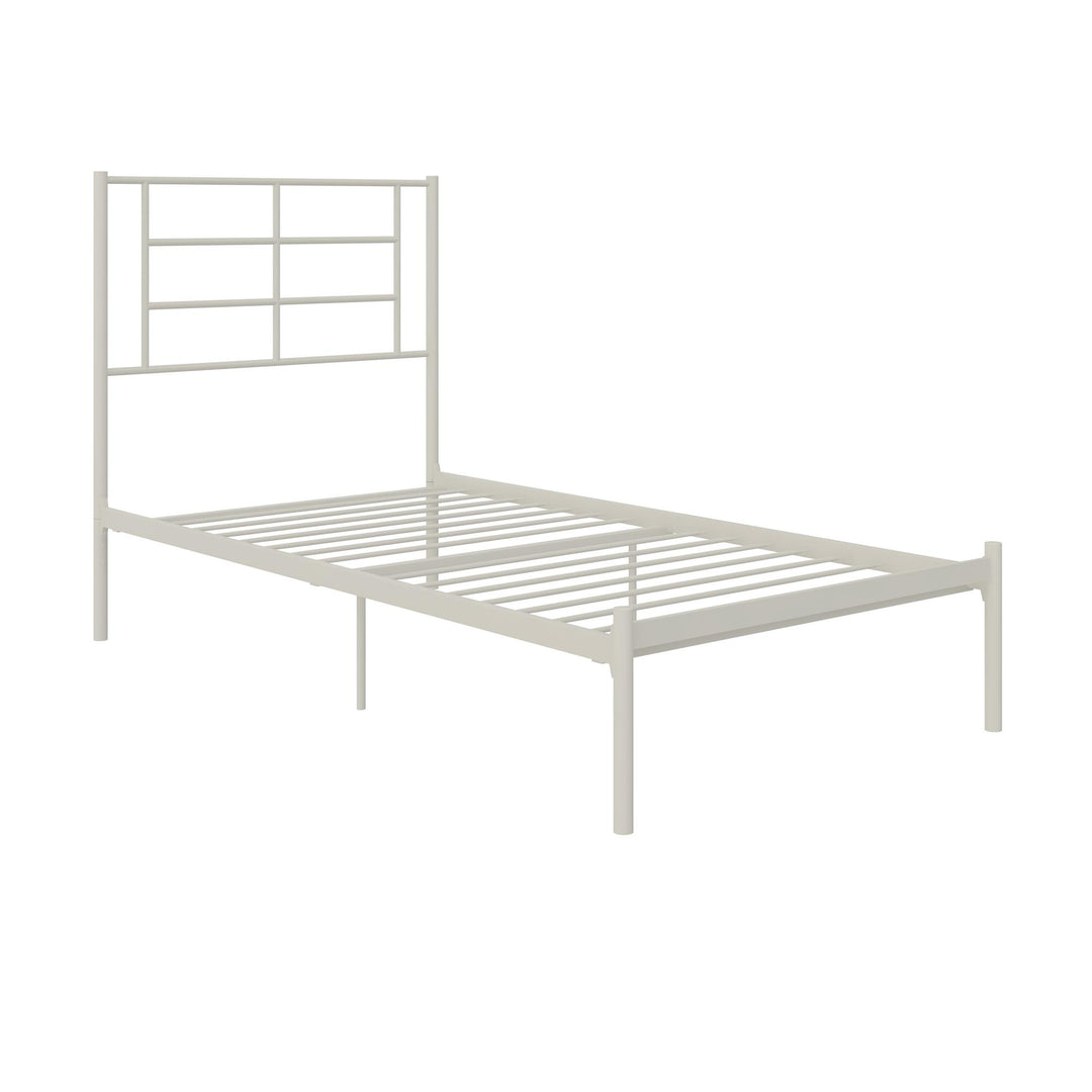 metal bed frame with slats - White - Twin Size