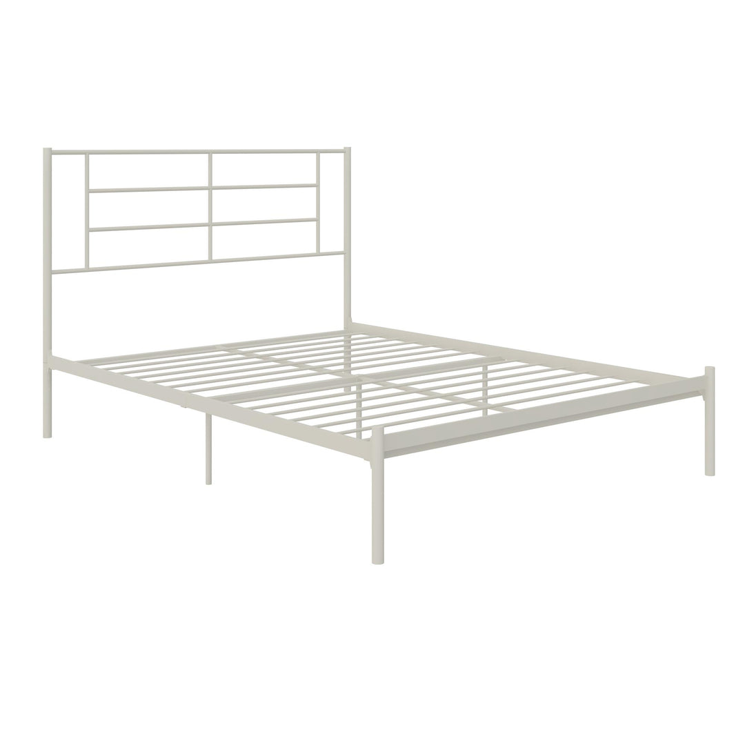 metal bed frame with slats - White - Full Size