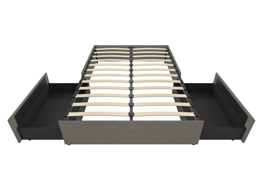 Comfortable Maven Platform Bed with storage -  Grey Linen 