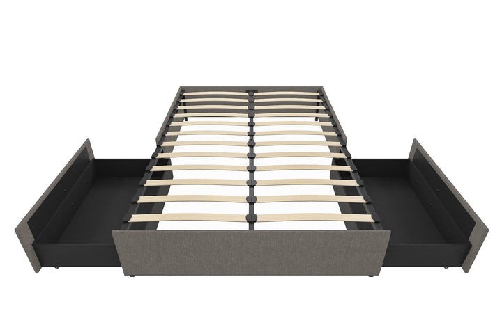 Maven Platform Bed with 2 Storage Drawers - Grey Linen - Full