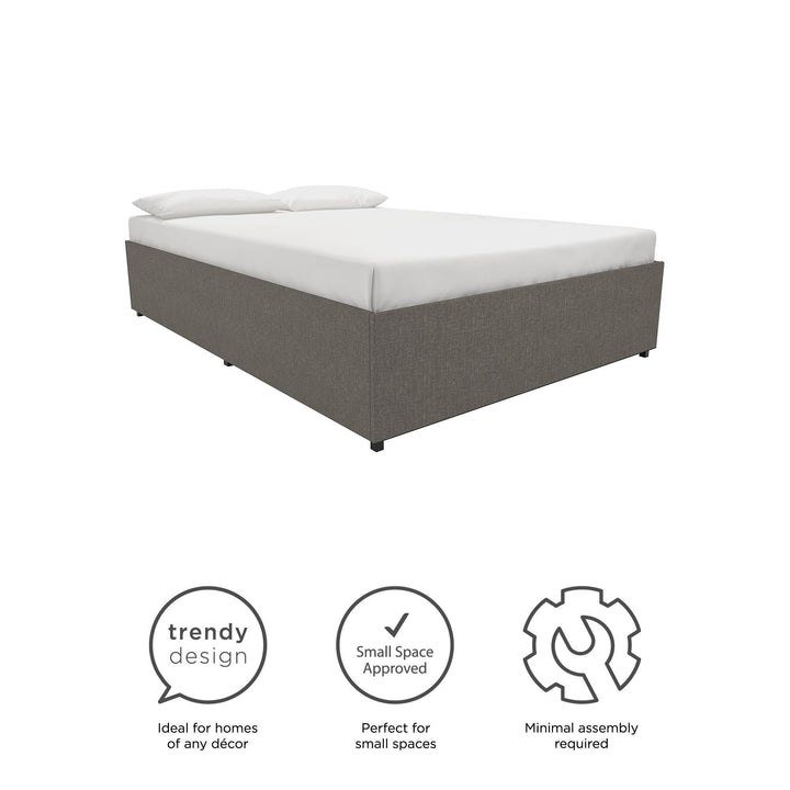 Maven Platform Bed with 2 Storage Drawers - Grey Linen - Full