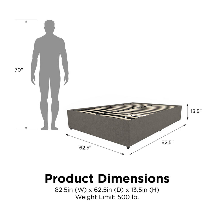 Maven Platform Bed with 2 Storage Drawers - Grey Linen - Full