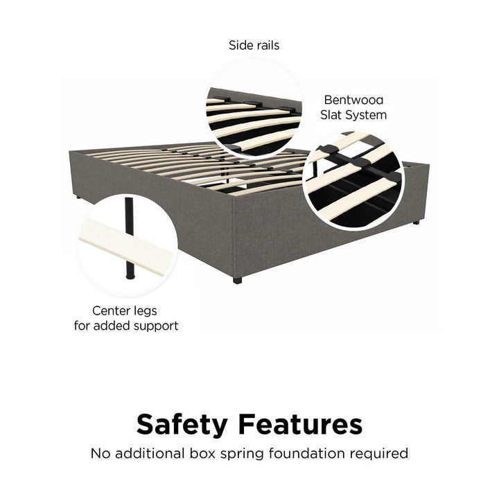 Maven Platform Bed with 2 Storage Drawers - Grey Linen - Full