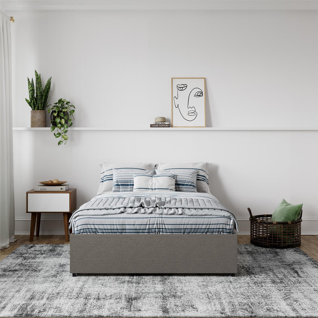 Maven Platform Bed with 2 Storage Drawers - Grey Linen - Full
