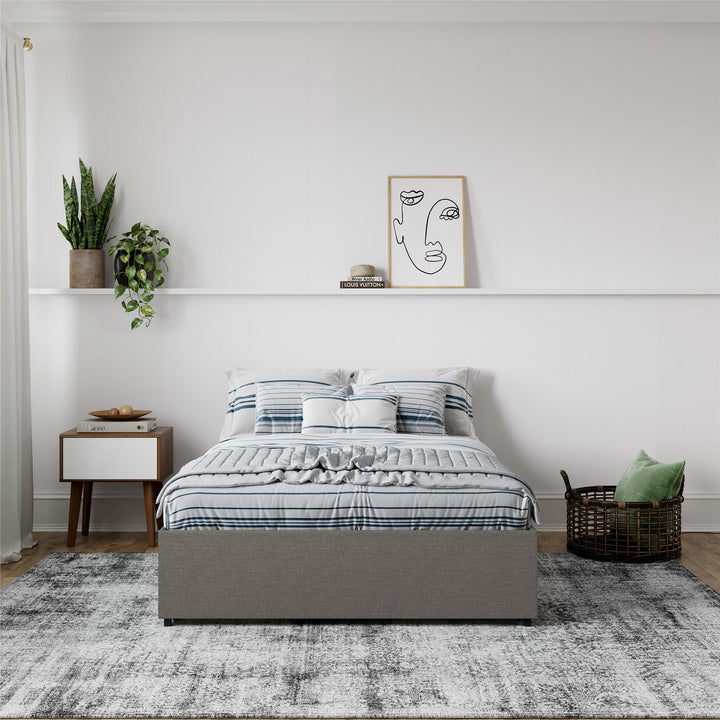 Maven Platform Bed with 2 Storage Drawers - Grey Linen - Full