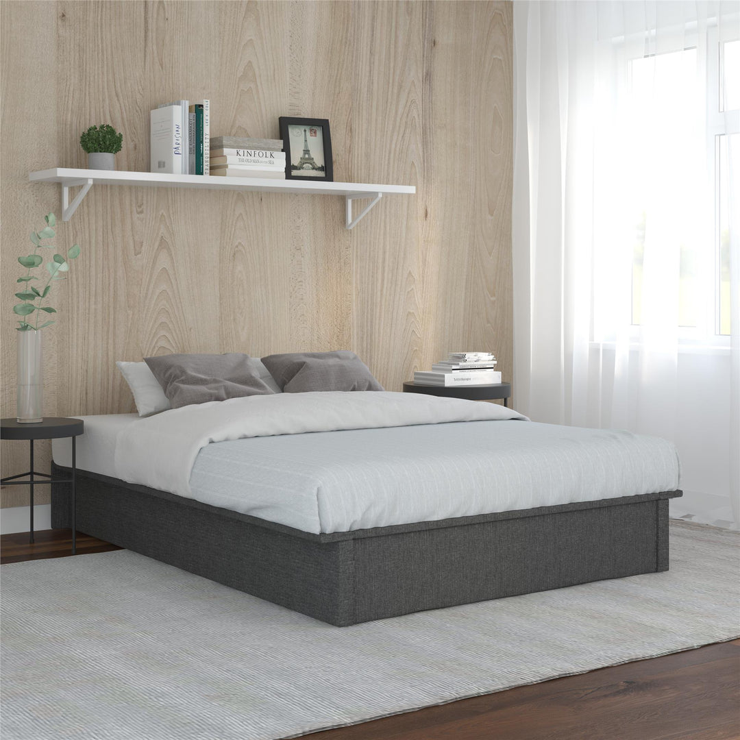 upholstered bed - Grey Linen - Queen