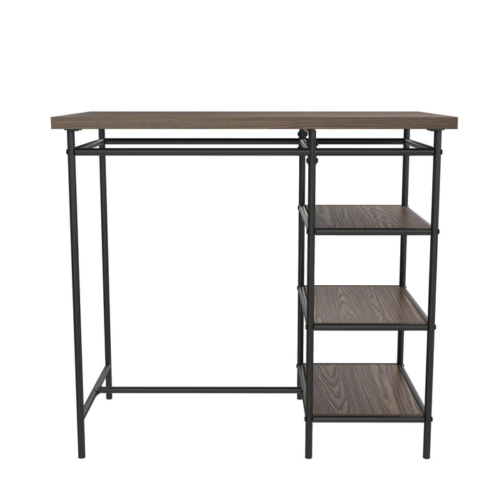 Harper 3 Piece Pub Set with Two Stools and 3 Storage Shelves - Brown