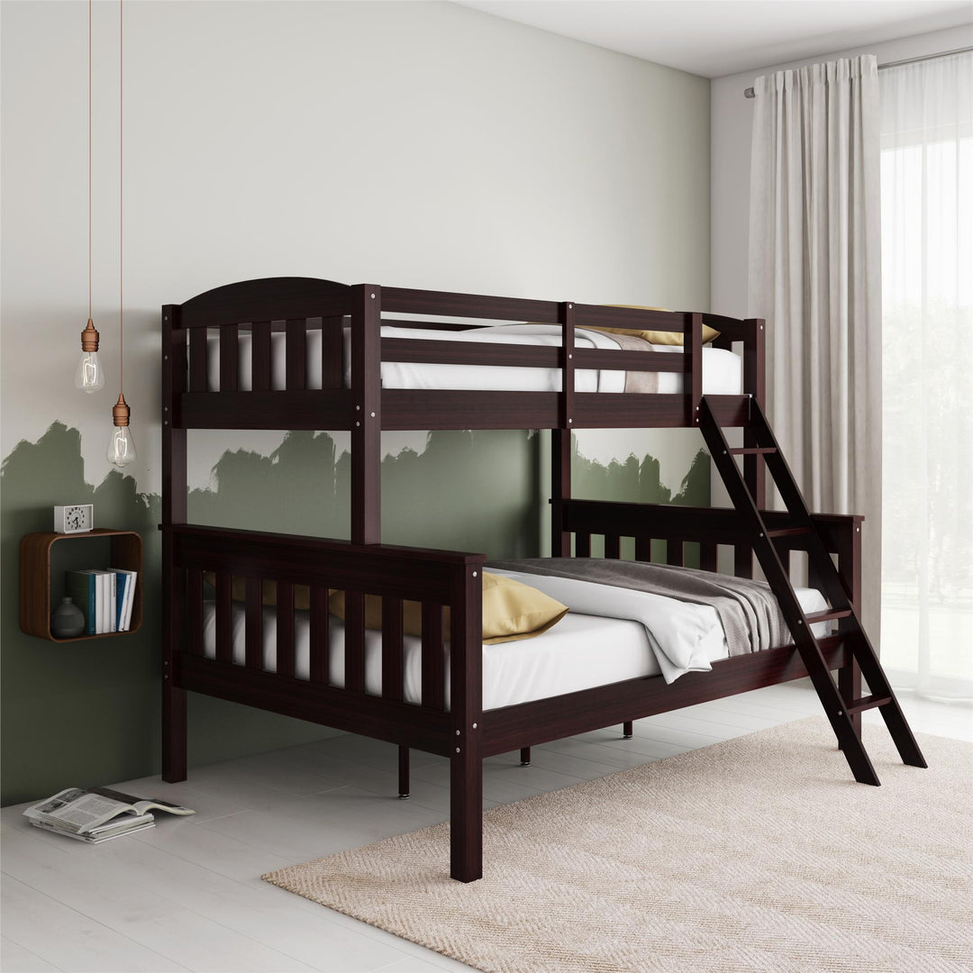 Airlie Twin-Over-Full Wooden Bunk Bed with Ladder -  Espresso  - Twin-Over-Full