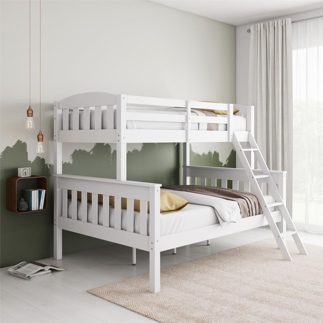 Airlie Twin-Over-Full Wooden Ladder Bunk Bed with -  White  - Twin-Over-Full