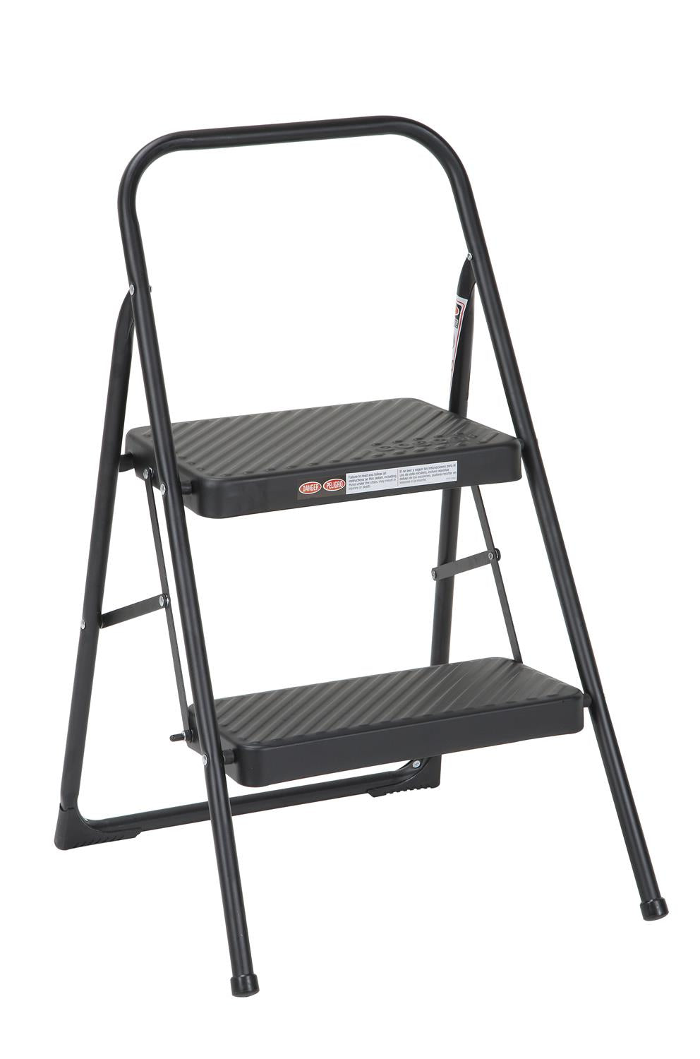 Two-Step Household Folding Step Stool All black Metal Frame - Black - 1-Pack