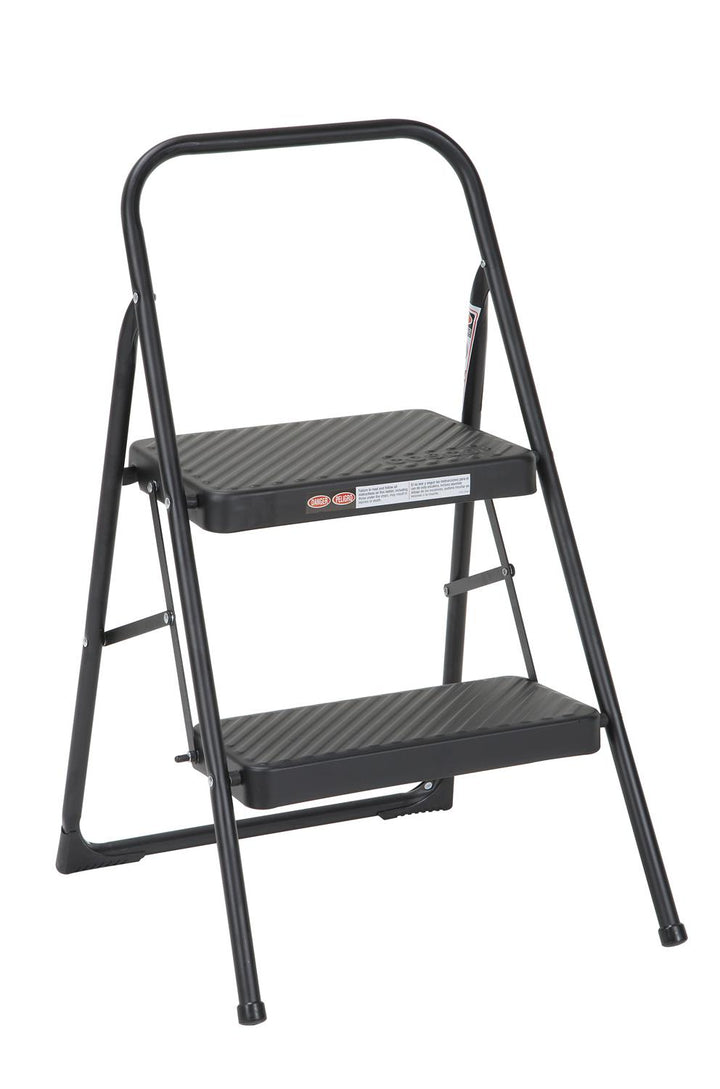 Two-Step Household Folding Step Stool All black Metal Frame - Black - 1-Pack
