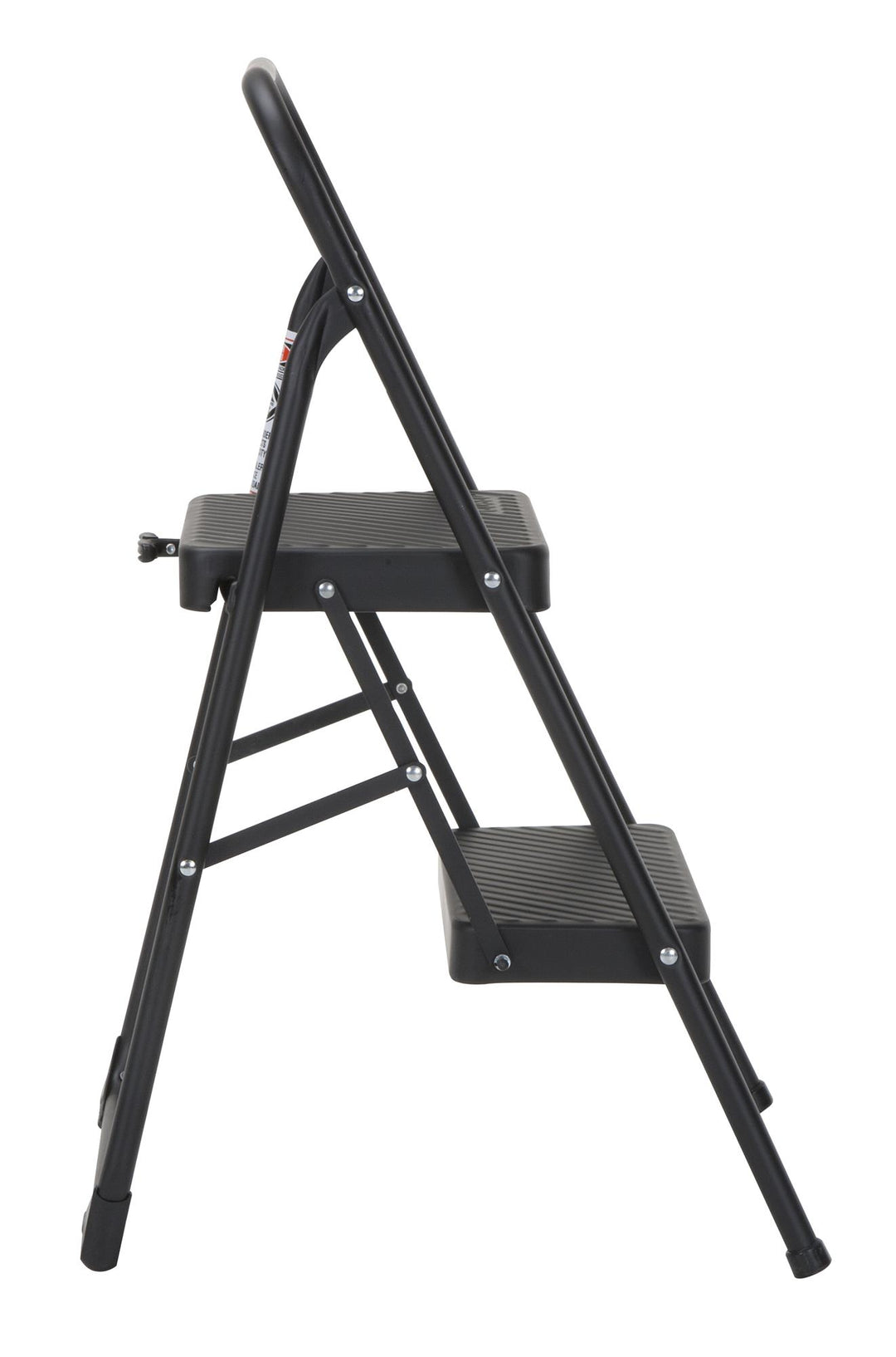 Two-Step Household Folding Step Stool All black Metal Frame - Black - 1-Pack