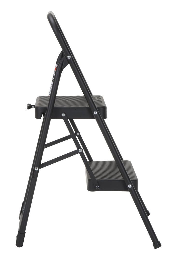 Two-Step Household Folding Step Stool All black Metal Frame - Black - 1-Pack