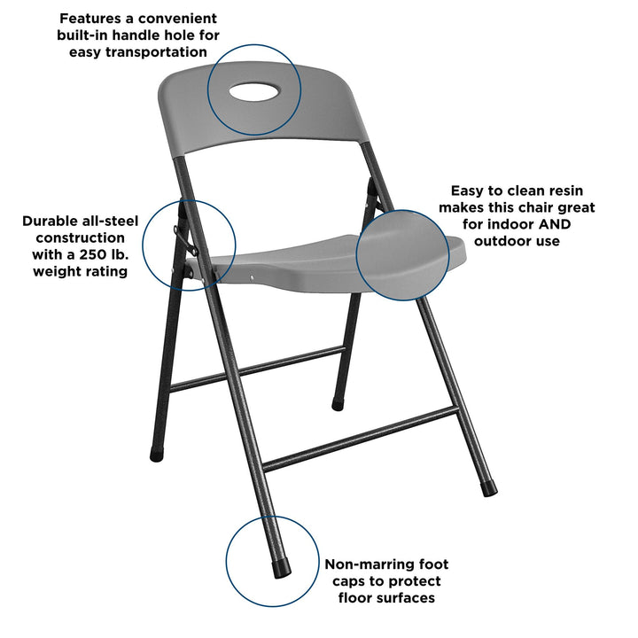 indoor foldable chair - Gray - 4-Pack