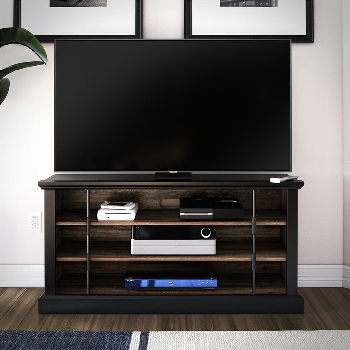 Black and walnut TV stand -  Black