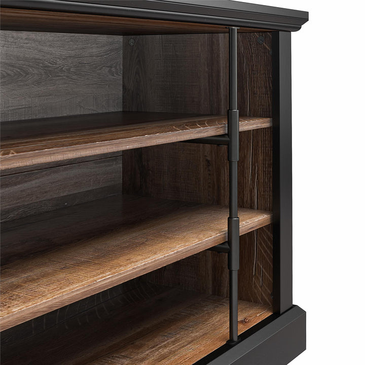 TV stand with rustic finish -  Black