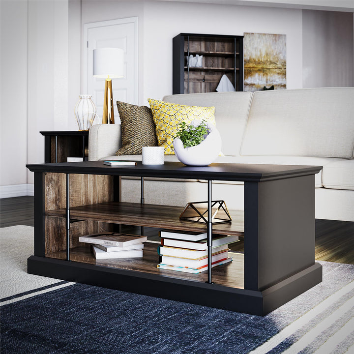 Two-toned table with shelves -  Black