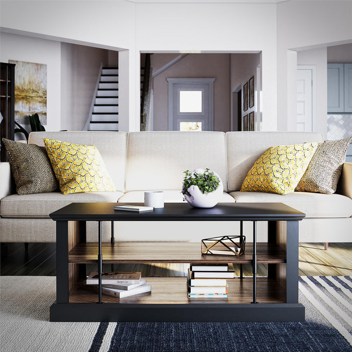 Black and walnut coffee table -  Black