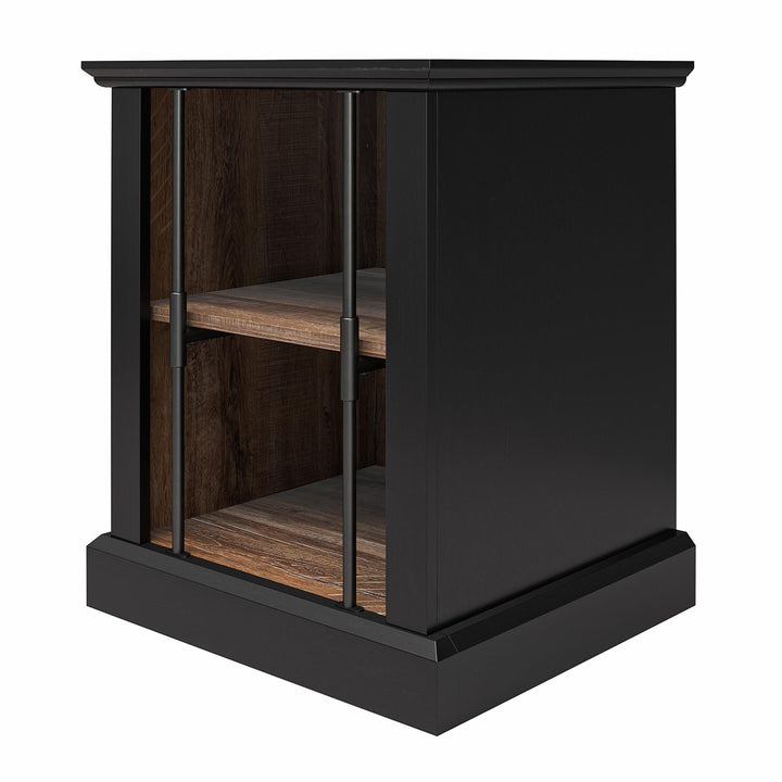 Hoffman Two-Toned Rustic End Table with 2 Open Shelves - Black