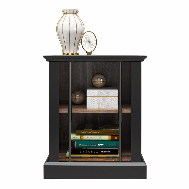Hoffman Two-Toned Rustic End Table with 2 Open Shelves - Black