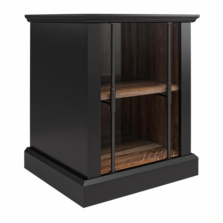 Hoffman Two-Toned Rustic End Table with 2 Open Shelves - Black