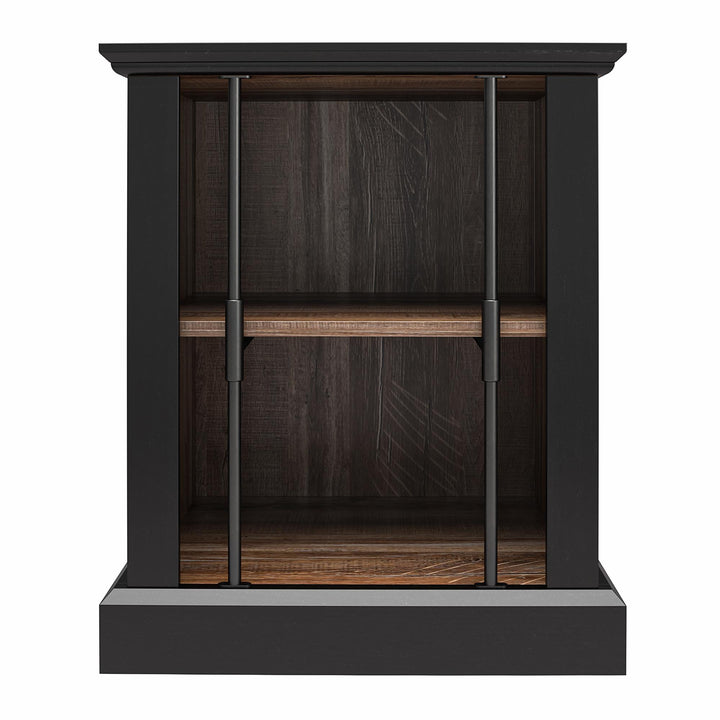 Hoffman Two-Toned Rustic End Table with 2 Open Shelves - Black